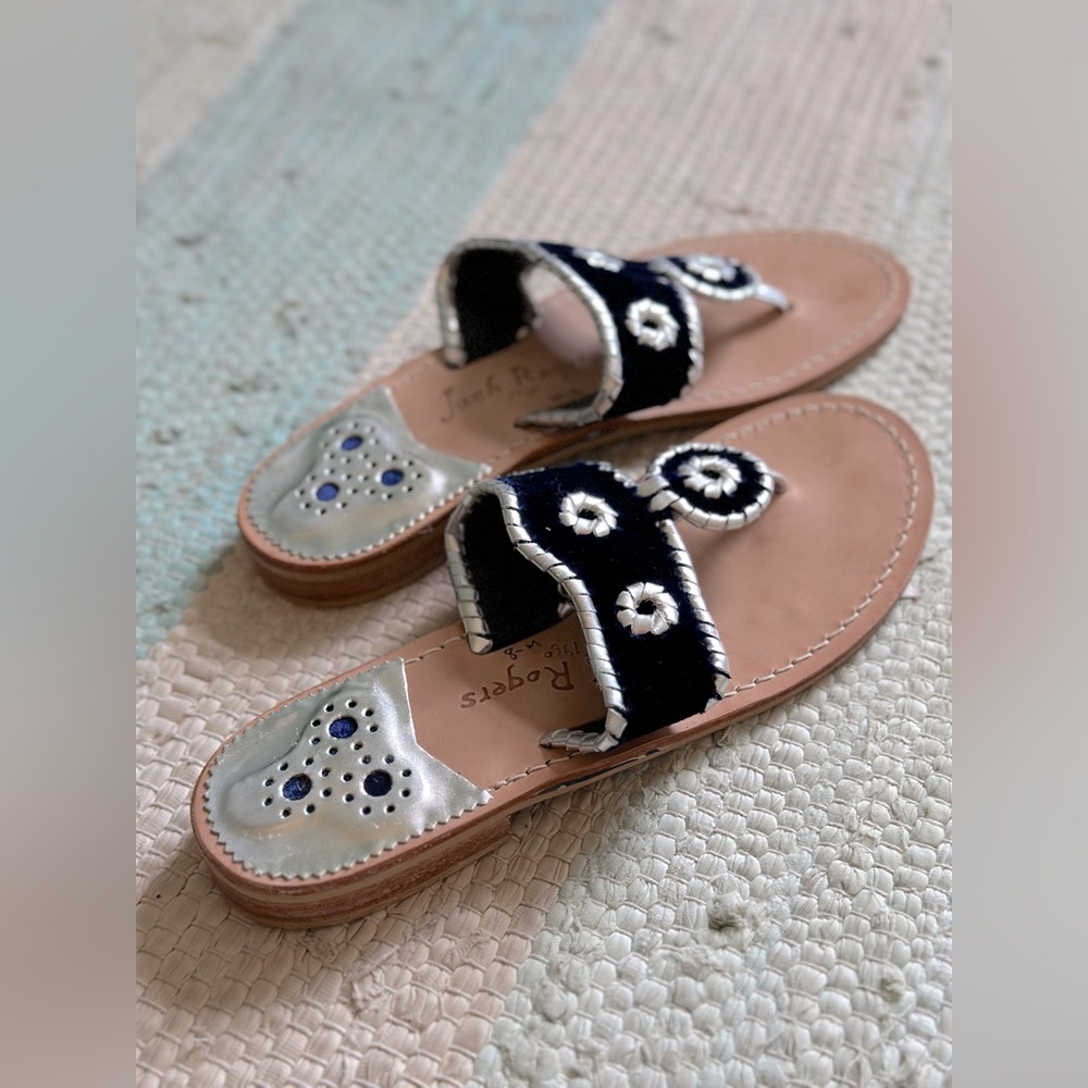 Midnight Blue Velvet Jack Rogers Sandals